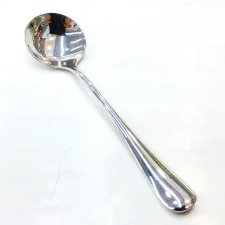 #1010201-SS8; Stainless steel soup spoon..