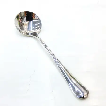 #1010201-SS9; Stainless steel soup spoon..