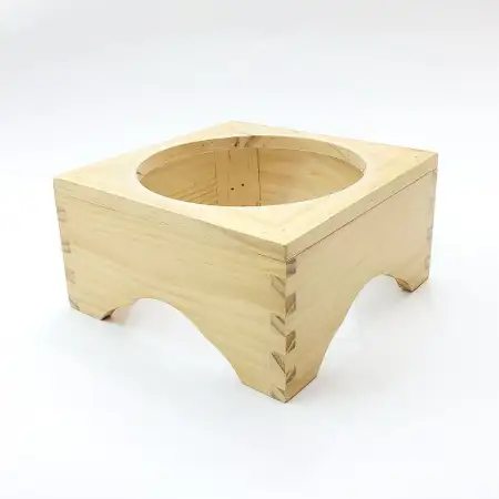 #6MFJ1675; Wooden stone bowl stand 16x7...