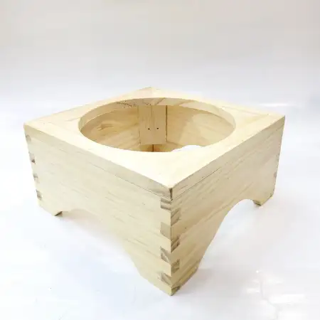 #6MFJ2408; Wooden stone bowl stand 24x8c..