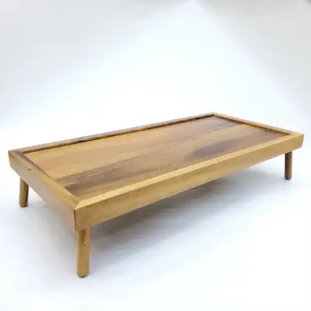 #AC5024K; Acacia wood tray w. stand 50x2..