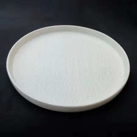 #BS5064-WT; Ceramic flat round plate 27c..
