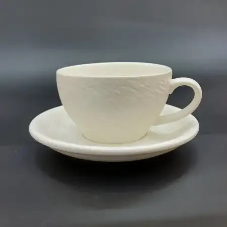 #BSEG200-WT; Ceramic coffee cup with sau..