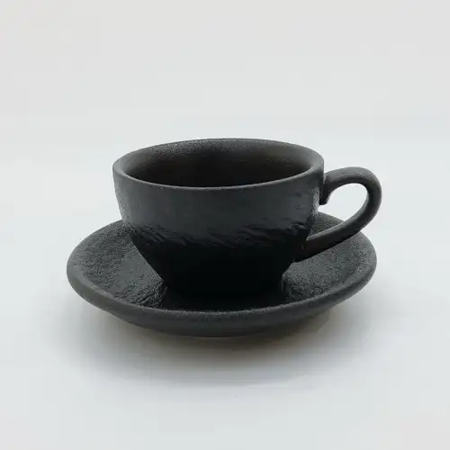#BSEG90-BK; Ceramic coffee cup with saucer 95ml