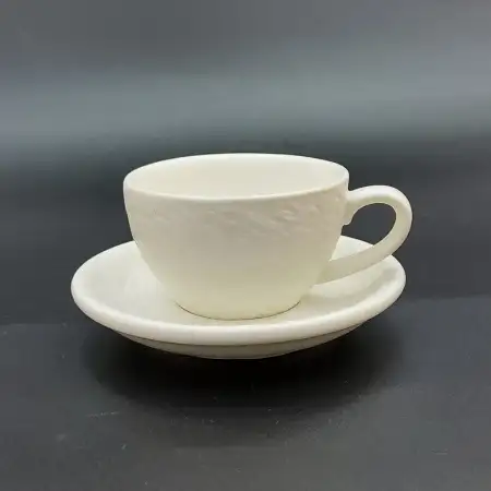 #BSEG90-WT; Ceramic coffee cup with sauc..