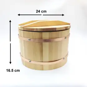 #BT2437; Wooden sushi bucket + lid 24cm  