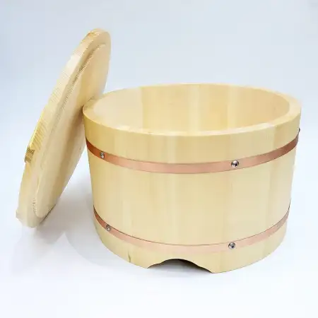 #BT2444; Wooden sushi bucket + lid 30cm ..