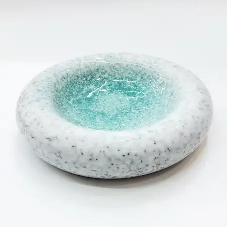 #BY-3366C; Ceramic donut shape bowl 8 in..