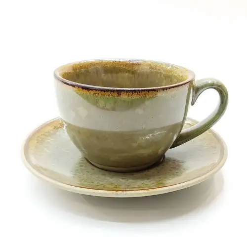 #CH-6336; Ceramic Cappuccino cup with saucer 215ml 