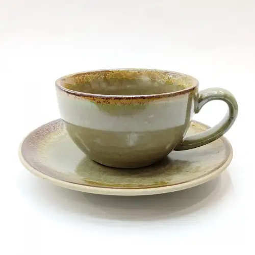 #CH-6350; Ceramic Latte cup with saucer 280ml   
