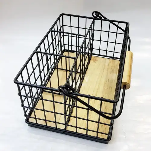 #DS16806;  Metal utensil basket w. handle