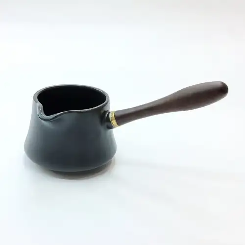 #HN0276-BK; Ceramic sauce bowl with handle