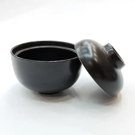 #HN7371-BK; Ceramic miso bowl 4" BK..