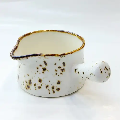 #KK1066-WT; Ceramic cream pot with handle