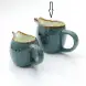 #KK1210-BL; Ceramic cream pot with handle 4 inches