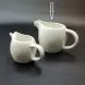 #KK1210-CW; Ceramic cream pot with handle 4 inches