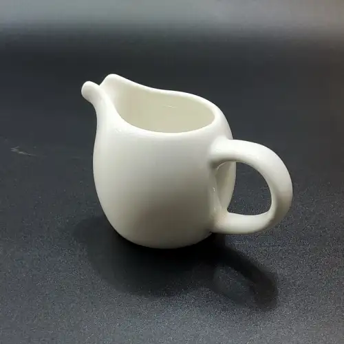 #KK1227-CW; Ceramic cream pot with handle 3.25 inches