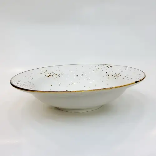 #KK1258-WT; Ceramic deep plate 7.5 inches