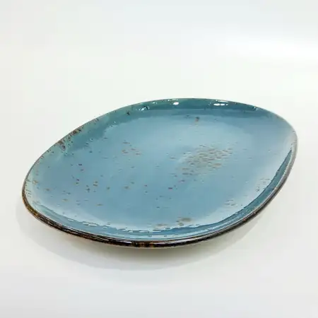 #KK1265-BL; Ceramic oval plate 29x20cm..