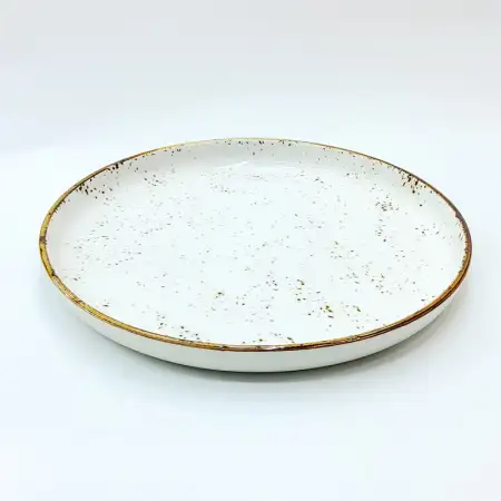 #KK1302-WT; Ceramic round plate 10.75 in..
