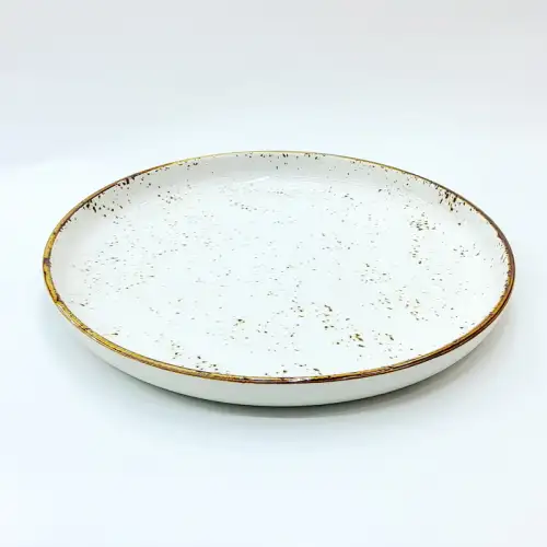 #KK1302-WT; Ceramic round plate 10.75 inches