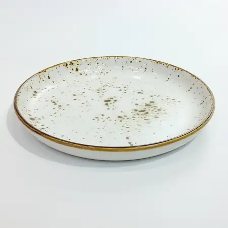 #KK1319-WT; Ceramic round plate 8 inches..