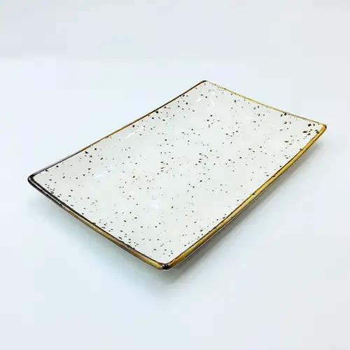 #KK1364-WT; Ceramic rectangular plate 22.5x14.5cm