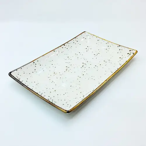 #KK1371-WT; Ceramic rectangular plate 31x20cm