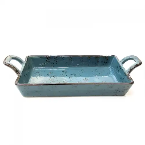 #KK2353-BL: Ceramic 10 inches rectangular deep plate