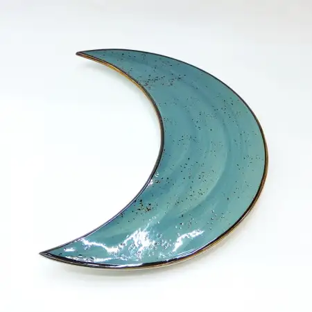 #KK2605-BL; Ceramic 10 inches moon plate..