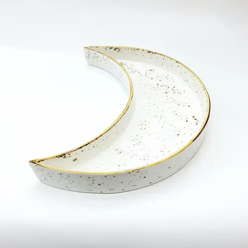 #KK2803-WT; Ceramic 10 inches moon deep plate