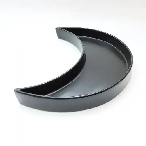 #KK2810-BK; Ceramic 12 inches moon deep plate