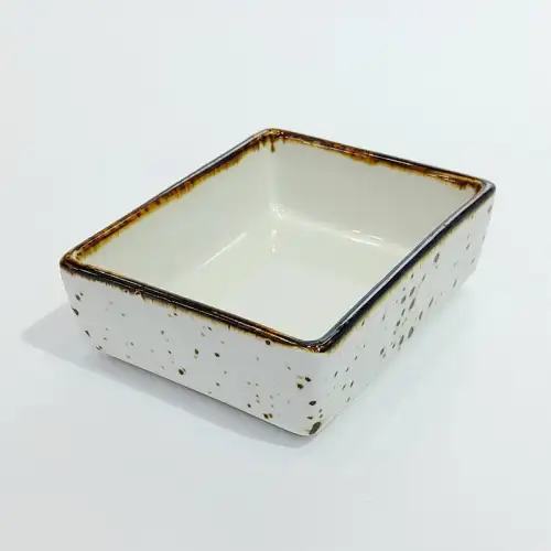 #KK6055-WT; Ceramic 4 inches rectangular plate