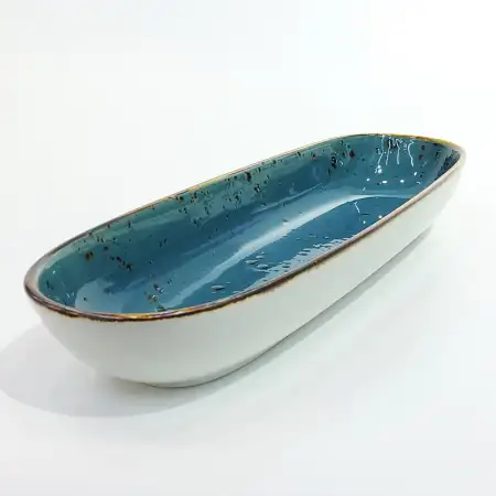 #KK6208-BL; Ceramic 11.5 inches oval dee..