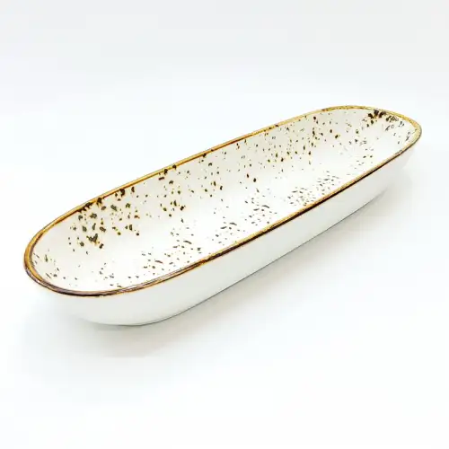 #KK6208-WT; Ceramic 11.5 inches oval deep plate