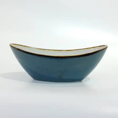 #KK7250-BL; Ceramic boat shape bowl 6.75 inches