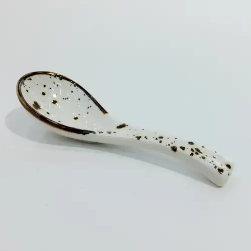 #KK8158-WT; Ceramic soup spoon