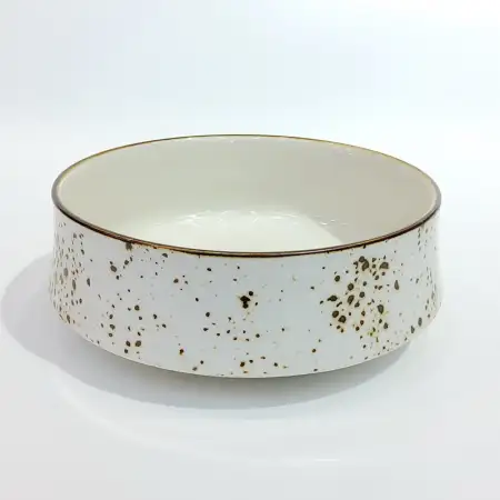 #KK8233-WT; Ceramic deep round 15cm bowl..