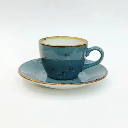 #KKE100-BL; Ceramic coffee cup with sauc..