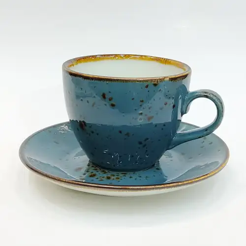 #KKE250-BL; Ceramic coffee cup with saucer 245ml