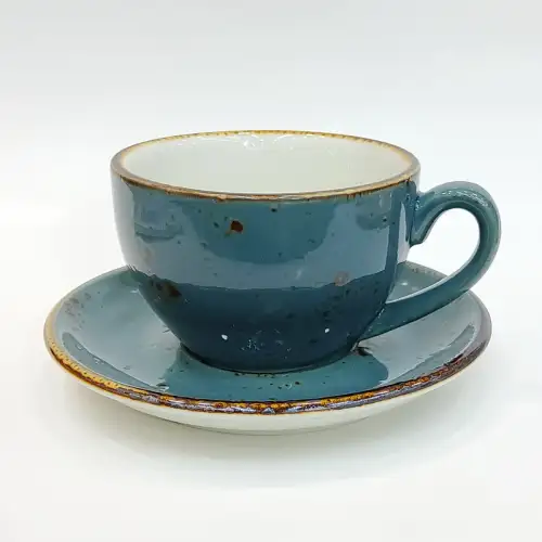 #KKEG220-BL; Ceramic coffee cup with saucer 220ml