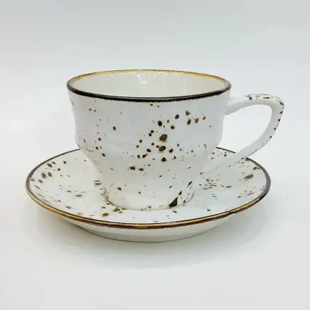 #KKW190-WT; Ceramic coffee cup with sauc..