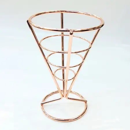 #MH-9551RGD; Stainless steel mini fries holder cone 10x15cm