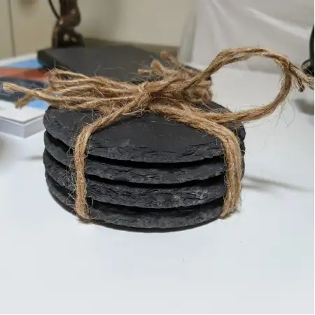 #SLT10R; Slate Coaster round Set Of 4; 1..