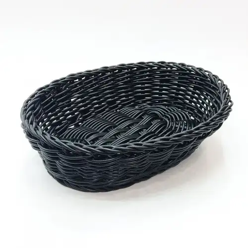 #WK251965-BK; PP rattan basket oval 25x19cm #WK251965-BK; PP rattan basket oval 25x19cm