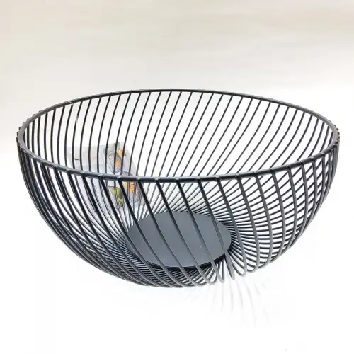 #YM3102B; Metal fruit basket black