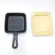 #YY083-155; Cast iron pan square15.5cm + wood
