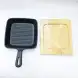 #YY083-195; Cast iron pan square19.5cm + wood