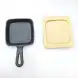 #YY084-1; Cast iron pan square 12cm + wood