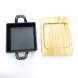 #YY085-1; Cast iron pan 12.5x12.5cm with wood tray